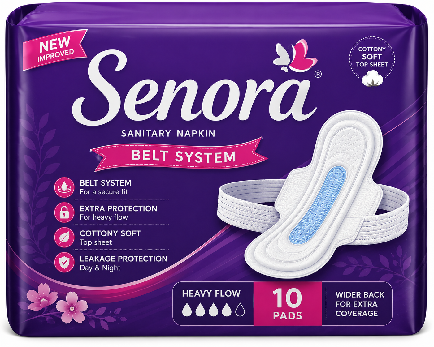 SENORA SANITARY NAPKIN 10 PADS BELT SYSTEM