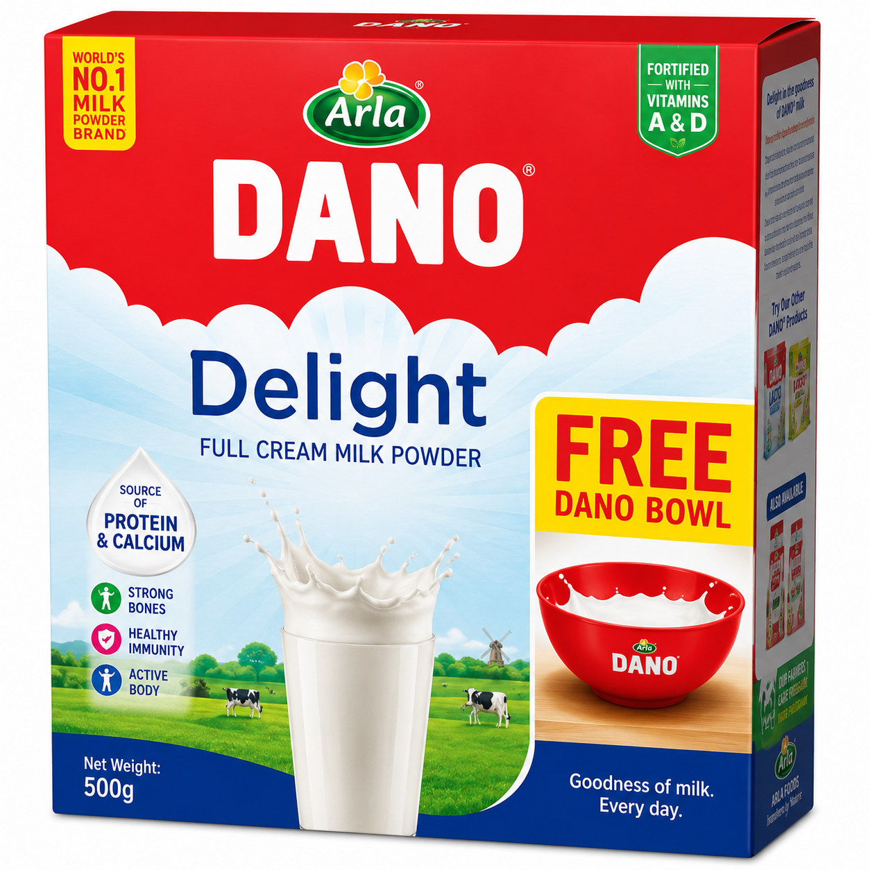 DANO POWER FULL CREAM MILK POWDER 500G - BOWL FREE