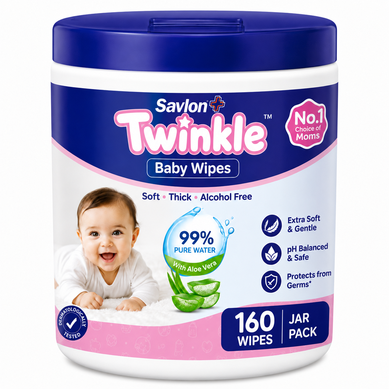 TWINKLE BABY WIPES 160P JAR