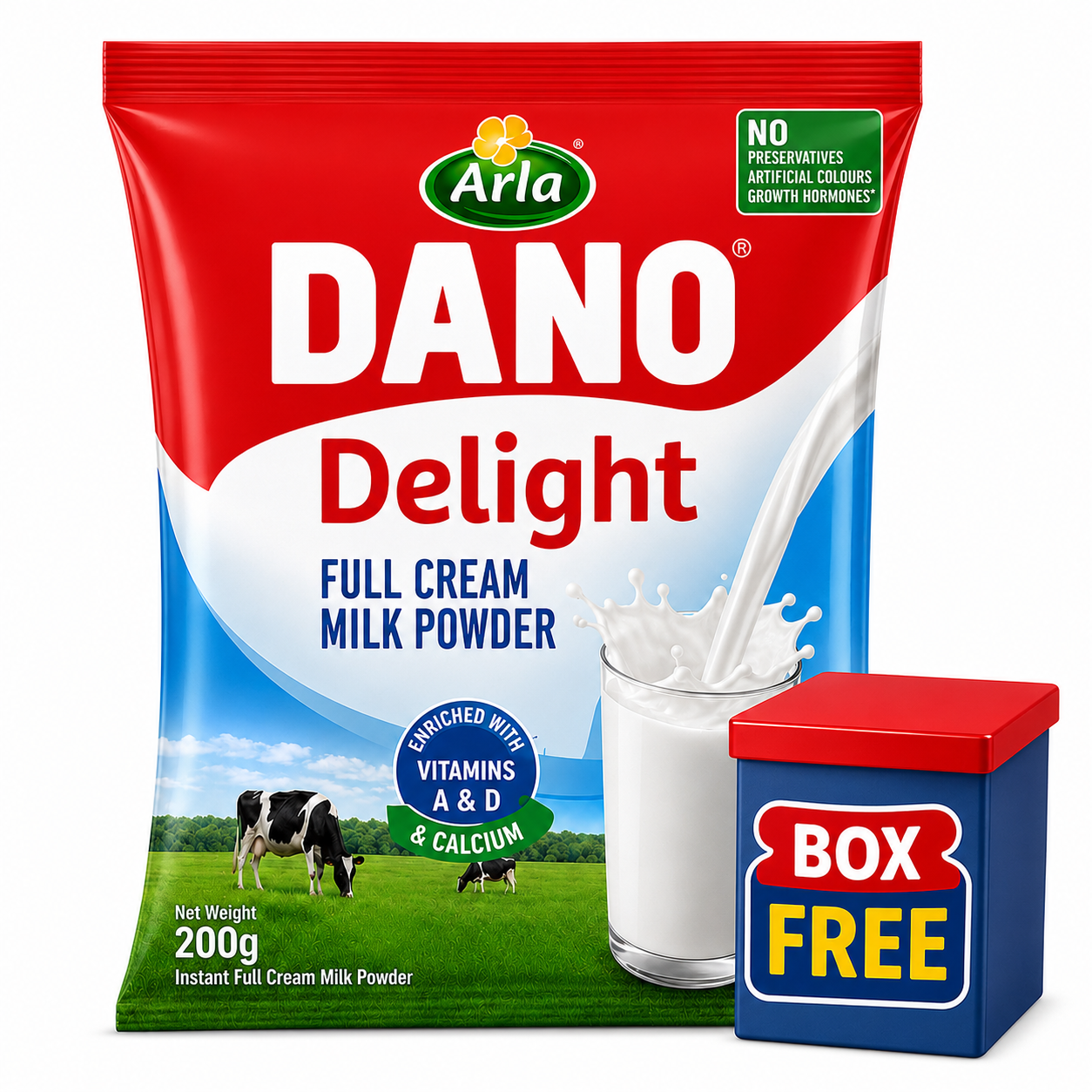 DANO DELIGHT FULL CREAM MILK POWDER 200G BOX FREE